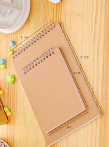 1入組牛皮紙套線圈筆記本 - 卡其色 - 查看 3