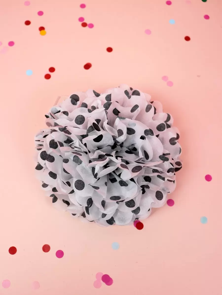 6 Cái/bộ Khăn Giấy Pom Pom, Họa Tiết Chấm Bi Hoa Giấy Bóng Cho Bữa Tiệc - màu đen - Xem 1