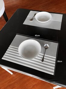 1pc Striped Pattern Placemat - Grey - View 4