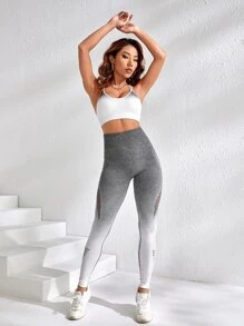 Yoga Trendy Ombre Hollow Out Sports Set - Multicolor - View 3