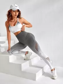 Yoga Trendy Ombre Hollow Out Sports Set - Multicolor - View 5