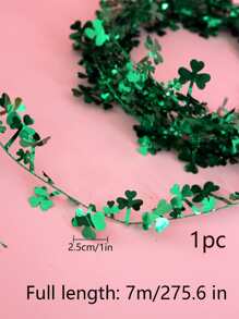 1pc Clover Decor Tinsel Twist Garland - Green - View 3