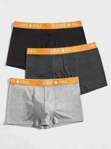 Hombres 3 piezas Calzoncillos boxer en contraste con cinta con letra - Multicolor - Ver 3