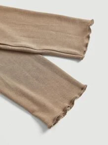 SHEIN MOD Twist Front Lettuce Trim Tee - Mocha Brown - View 4