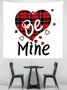 Heart & Slogan Graphic Tapestry - Multicolor - View 3