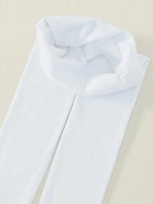 Toddler Girls Solid Plush Lined Tights - White - View 3