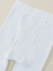 Toddler Girls Solid Plush Lined Tights - White - View 4