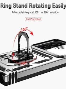 推拉鏡片套手機殼帶磁性圓環支架 - 銀色 - 查看 4