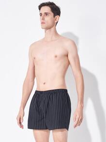 Men 5pcs Striped & Plaid Print Boxer Brief, Breathable - Multicolor - View 3