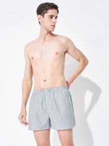 5 piezas Calzoncillos tipo bóxer para hombres con estampado de cuadros y rayas, transpirables - Multicolor - Ver 6