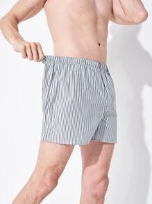 5 piezas Calzoncillos tipo bóxer para hombres con estampado de cuadros y rayas, transpirables - Multicolor - Ver 7