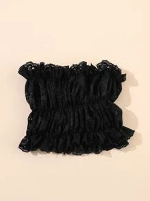 1條鏤花飾邊無限圍巾,純色優雅日常男女男孩女孩禮物 - 黑色 - 查看 2