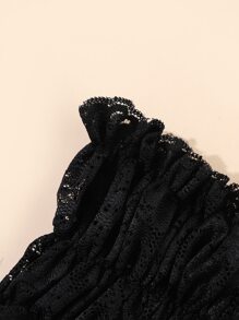 1條鏤花飾邊無限圍巾,純色優雅日常男女男孩女孩禮物 - 黑色 - 查看 3