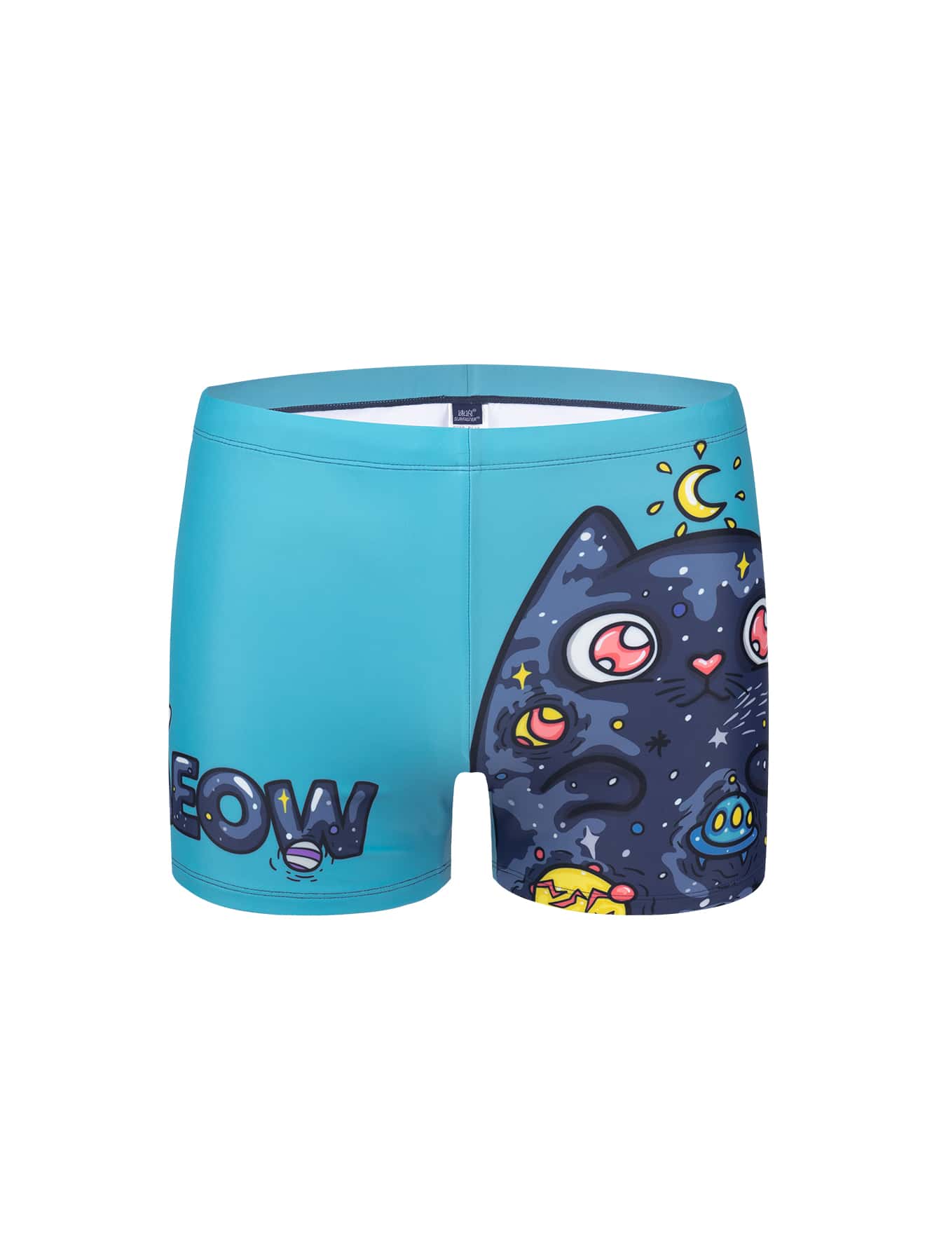 Men Cartoon & Letter Graphic Square Leg Swim Trunks - Multicolor - View 1
