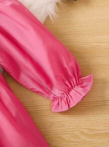 SHEIN Toddler Girls Cold Shoulder Flounce Sleeve Dress - Pink - View 3