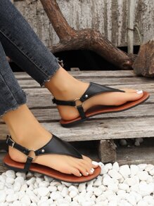 Dép bệt Nữ Khóa màu trơn Đúng mốt - màu đen - Xem 7