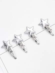 4入組星形裝飾髮夾 - 銀色 - 查看 3