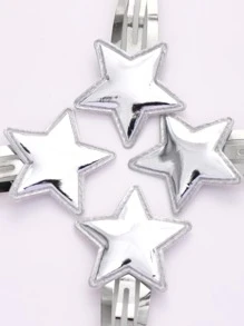 4入組星形裝飾髮夾 - 銀色 - 查看 4