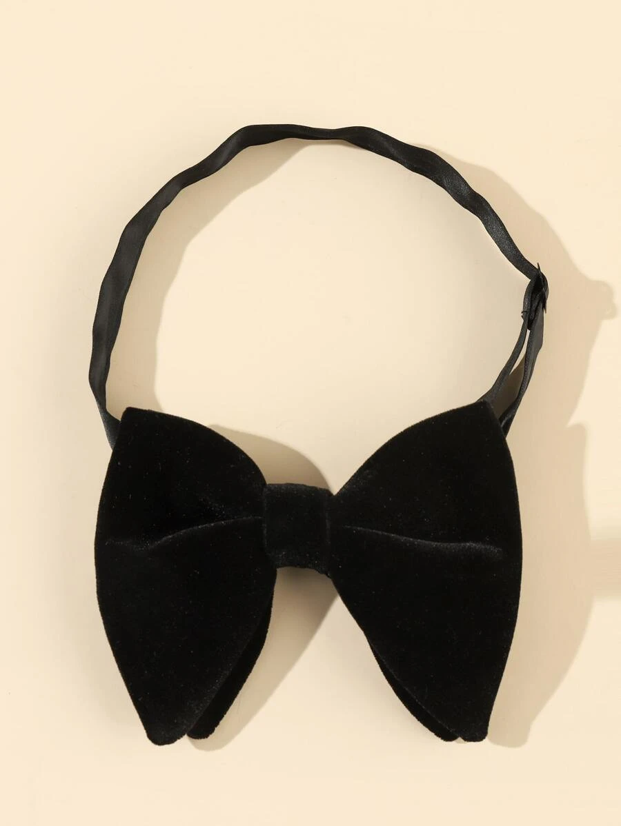 1pc Men Velvet Bow Tie For Groomsman And Groom Men Necktie - Black - View 1