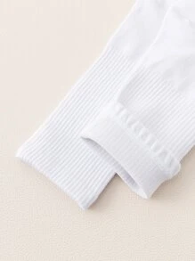 3pairs/Set Unisex White Basic Style Sports Socks, High Elasticity & Absorption Suitable For Everyday Workouts And Events - White - View 3