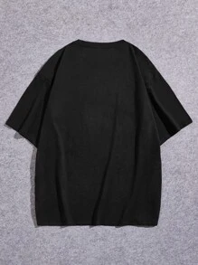 Manfinity Roghcode Men Cotton Car & Letter Graphic Tee - Black - View 2