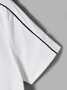Manfinity Men Contrast Piping Tee - White - View 3