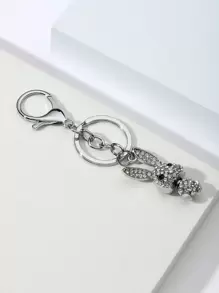 优雅水钻兔子吊饰钥匙扣礼物纪念品汽车配件包饰学院风可爱哥特风 Y2K - 銀色 - 查看 3