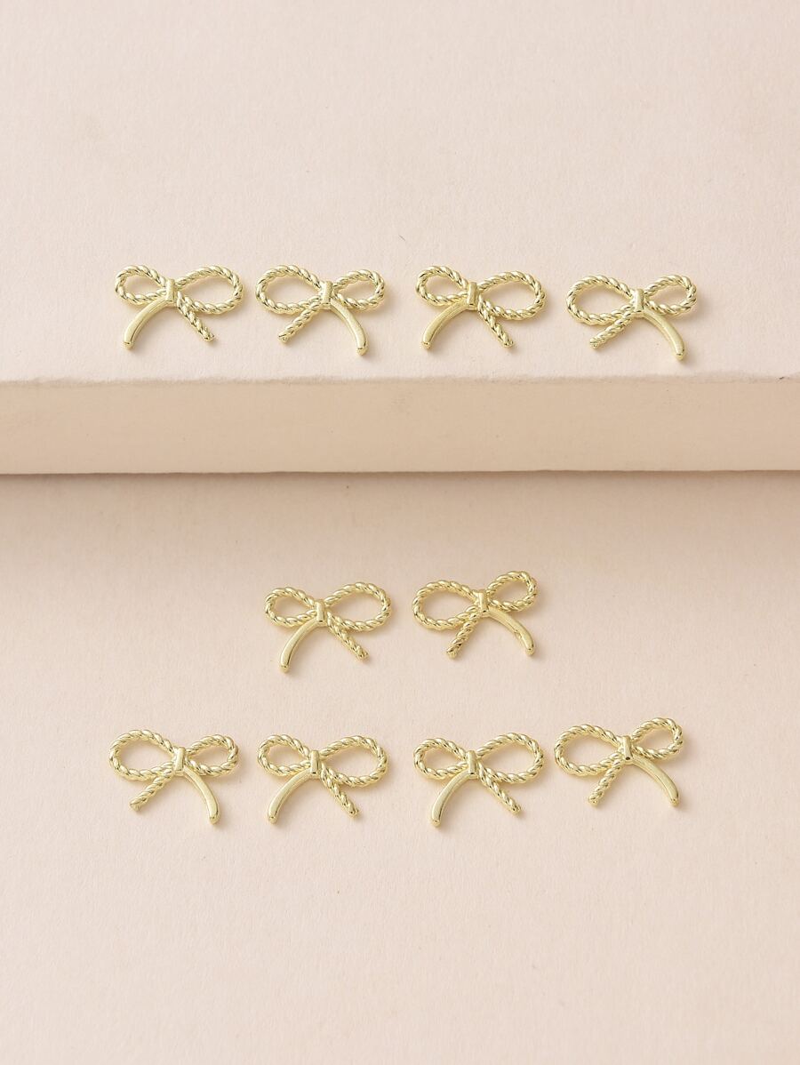 10 piezas Accesorios para el cabello con lazo hueco DIY, pinzas para el cabello, pasadores para el cabello, accesorios para la cabeza - Dorado - Ver 1