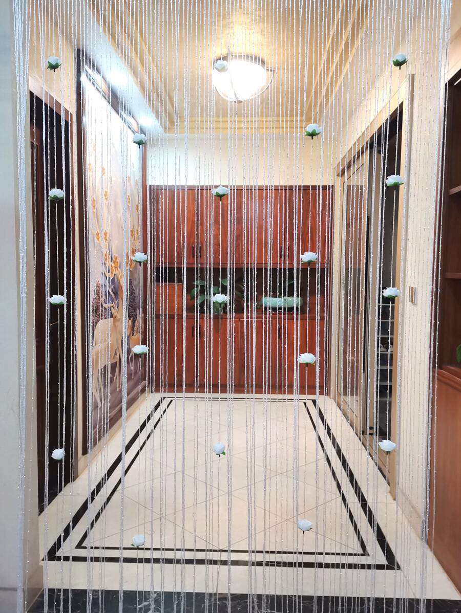 1pc Flower Decor Door Curtain - White - View 1