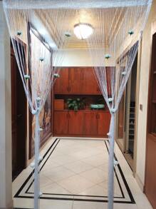 1pc Flower Decor Door Curtain - White - View 3