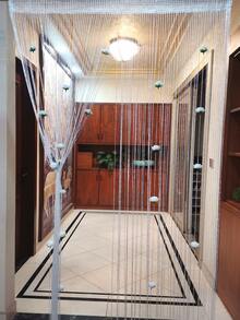 1pc Flower Decor Door Curtain - White - View 4