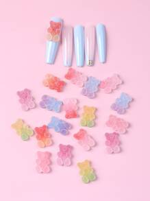 TSZS 20 件装随机颜色熊形美甲装饰 DIY 指甲饰品 指甲宝石 美甲用品 - 彩色 - 查看 1