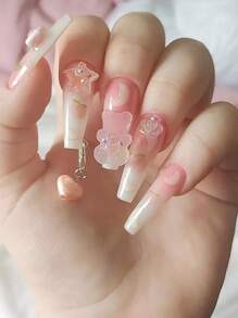 TSZS 20 件装随机颜色熊形美甲装饰 DIY 指甲饰品 指甲宝石 美甲用品 - 彩色 - 查看 3