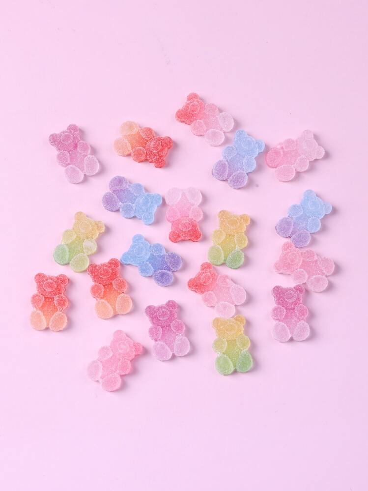 20 pièces Décoration d'art pour les ongles en forme d'ours de couleurs aléatoires. Charms, pierres et fournitures pour les ongles DIY - Multicolore - Voir 6