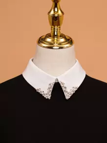 1pc Rhinestone & Faux Pearl Decor Dickey Collar For Daily Life For Decoration