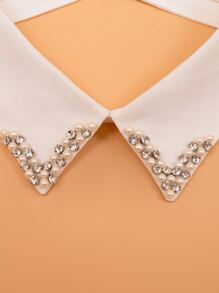 1pc Rhinestone & Faux Pearl Decor Dickey Collar For Daily Life For Decoration