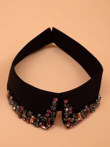 1pc Rhinestone Decor Dickey Collar For Daily Life For Decoration Casual Fashionable - Black - View 1