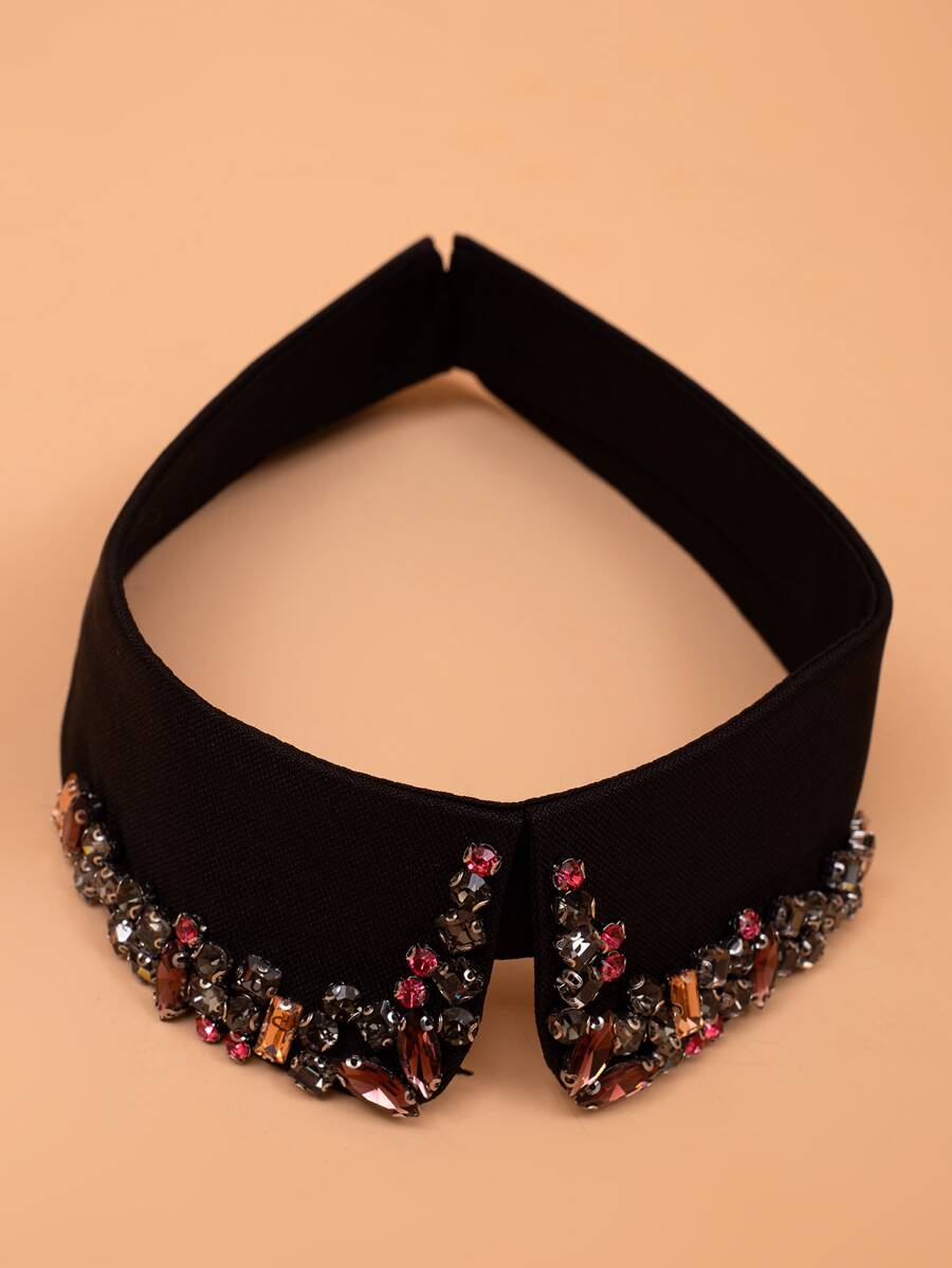 1pc Rhinestone Decor Dickey Collar For Daily Life For Decoration Casual Fashionable - Black - View 1