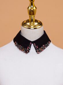 1pc Rhinestone Decor Dickey Collar For Daily Life For Decoration Casual Fashionable - Black - View 2