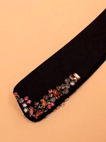 1pc Rhinestone Decor Dickey Collar For Daily Life For Decoration Casual Fashionable - Black - View 3