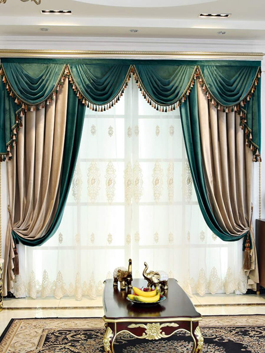 Cortina opaca panel única de dos tonos - Multicolor - Ver 1