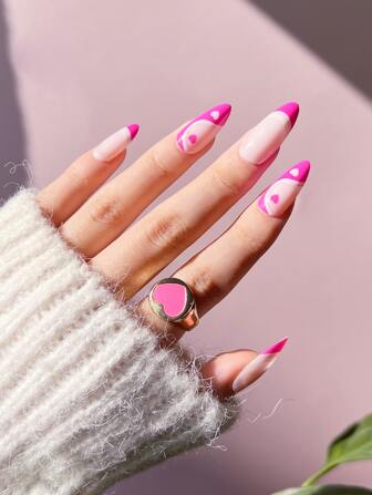 24pcs Long Almond Fake Nail & 1pc Nail File & 1sheet Tape Press On Nails Nail Supplies