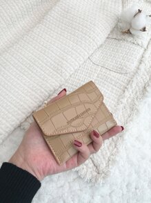 SOUTHLAND&KANGAROO 鳄鱼压纹翻盖轻便便携卡包身份证包白领女性节日纪念日生日礼物配件礼品卡夹钱包名片夹信用卡夹女士女士迷你钱包卡片钱包 - 卡其色 - 查看 2