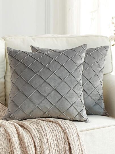 1pc Plaid Pattern Cushion Cover Without Filler