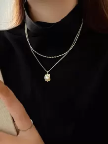 DAZY 假珍珠迷人分層項鍊 - 金黃色 - 查看 4