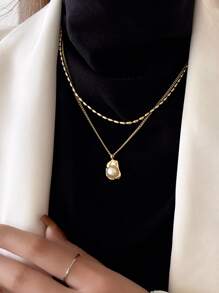 DAZY 假珍珠迷人分層項鍊 - 金黃色 - 查看 5