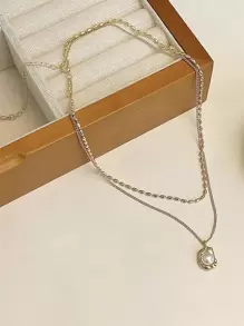 DAZY 假珍珠迷人分層項鍊 - 金黃色 - 查看 7