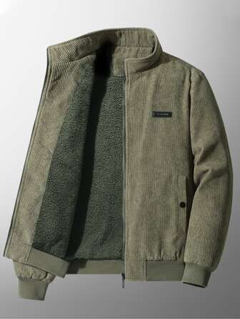 Guys Patched Detail Teddy Lined Zip Up Jacket