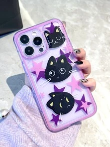 星星和黑貓頭圖案手機殼相容於 Iphone 15,相容於 Iphone 13/11/7 Plus,全覆蓋 Tpu 保護殼,男女通用設計