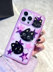 星星和黑貓頭圖案手機殼相容於 Iphone 15,相容於 Iphone 13/11/7 Plus,全覆蓋 Tpu 保護殼,男女通用設計